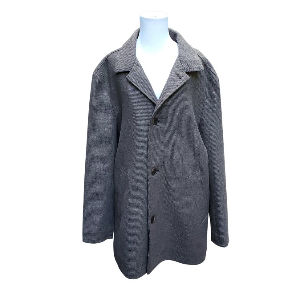 Joseph Abboud Brown Wool Blend Pea Car Coat Ivy Prep Academia Quilted Lining L
